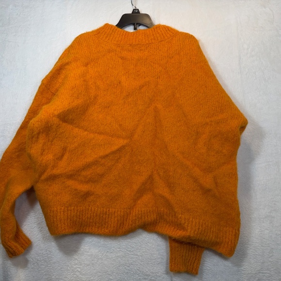 H&M Sweater Womens Size Large Orange Alpaca Blend Pullover Gorpcore Boxy - Picture 6 of 6